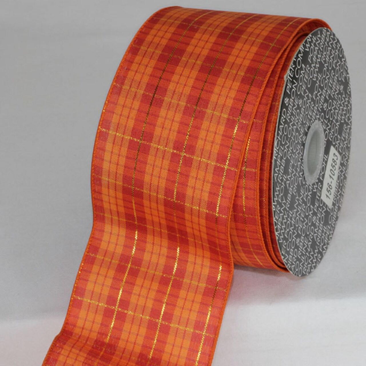 The Ribbon People Orange and Shimmering Gold Fall Plaid Wired Craft Ribbon 3" x 20 Yards